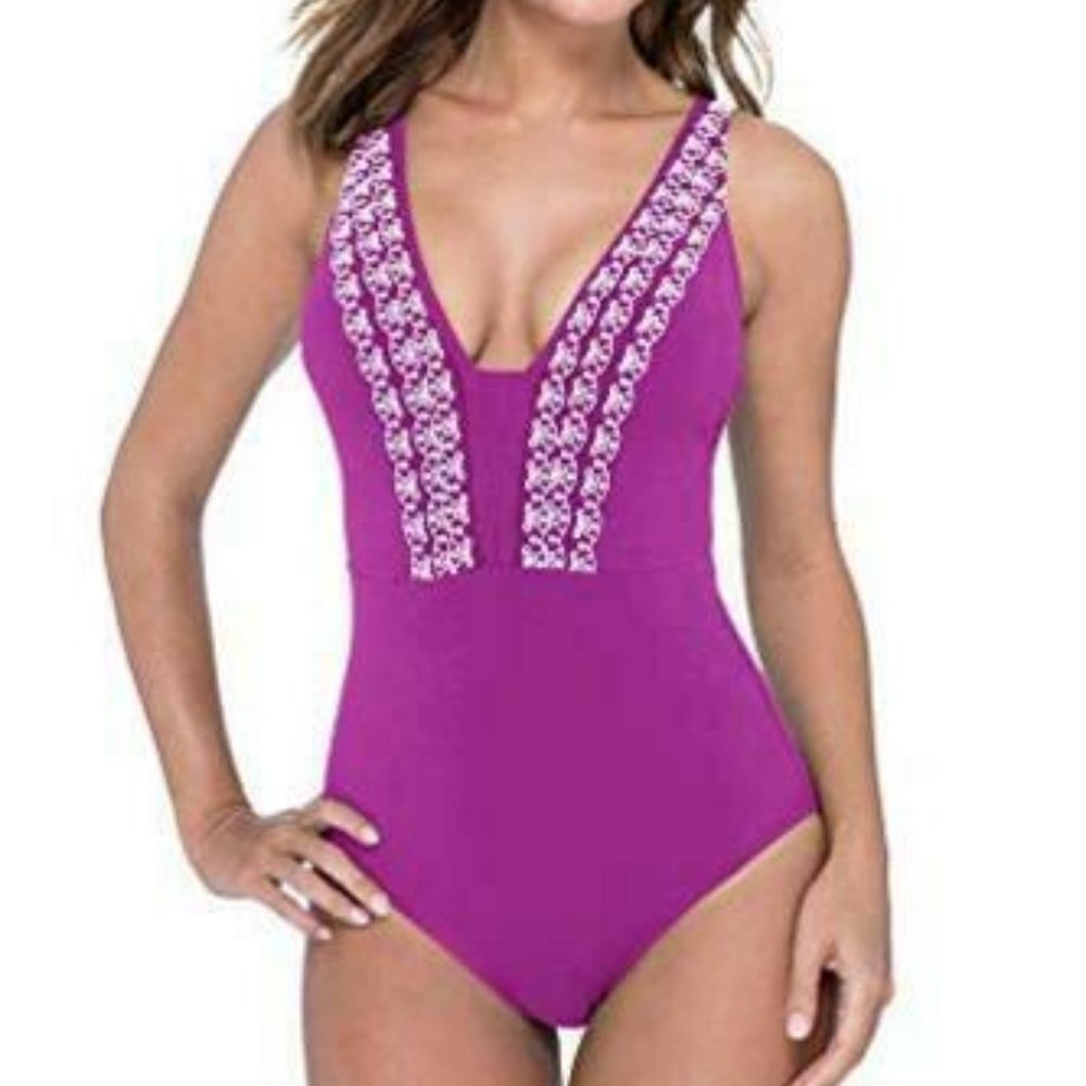 Profile by Gottex Thick Strap V-Neck One Piece Swm